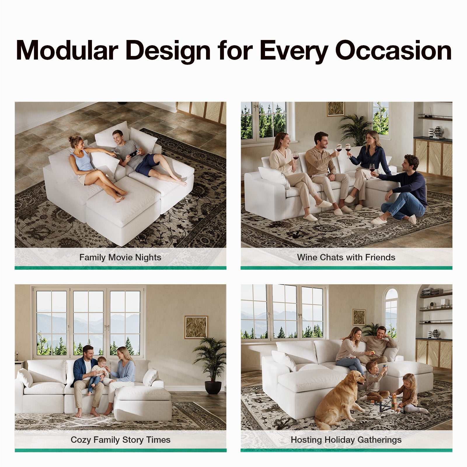DayDrift Chenille Modular Sectional Sofa - White