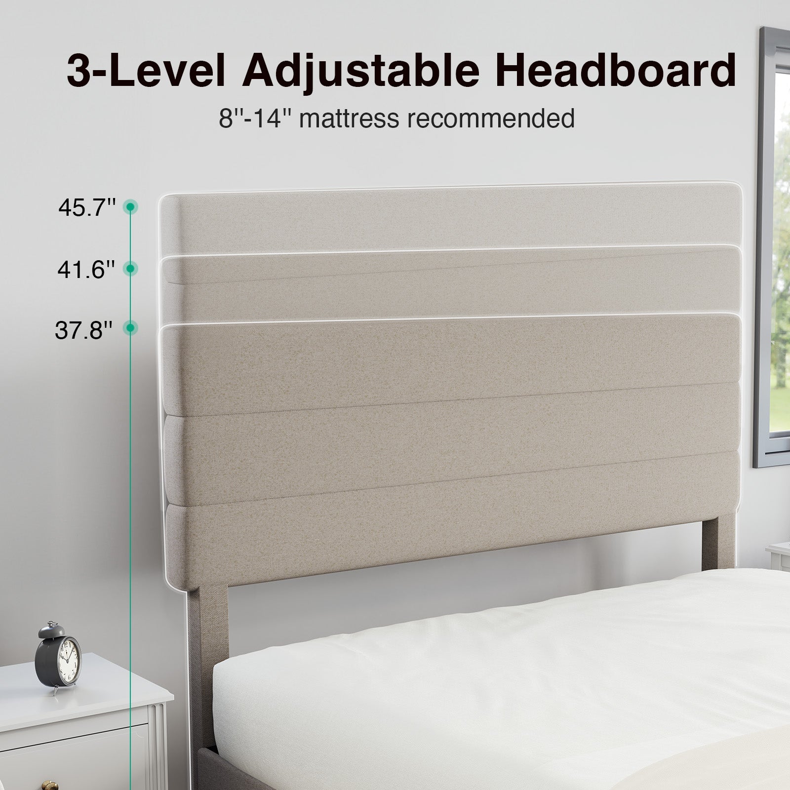 Lina Stripe Bed Frame with Adjustable Headboard