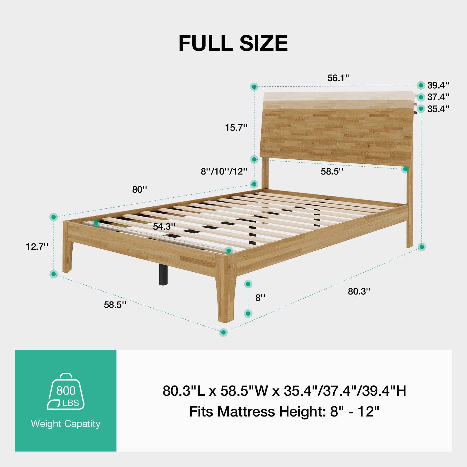 Oakley Wooden Bed Frame with Adjustable Headboard