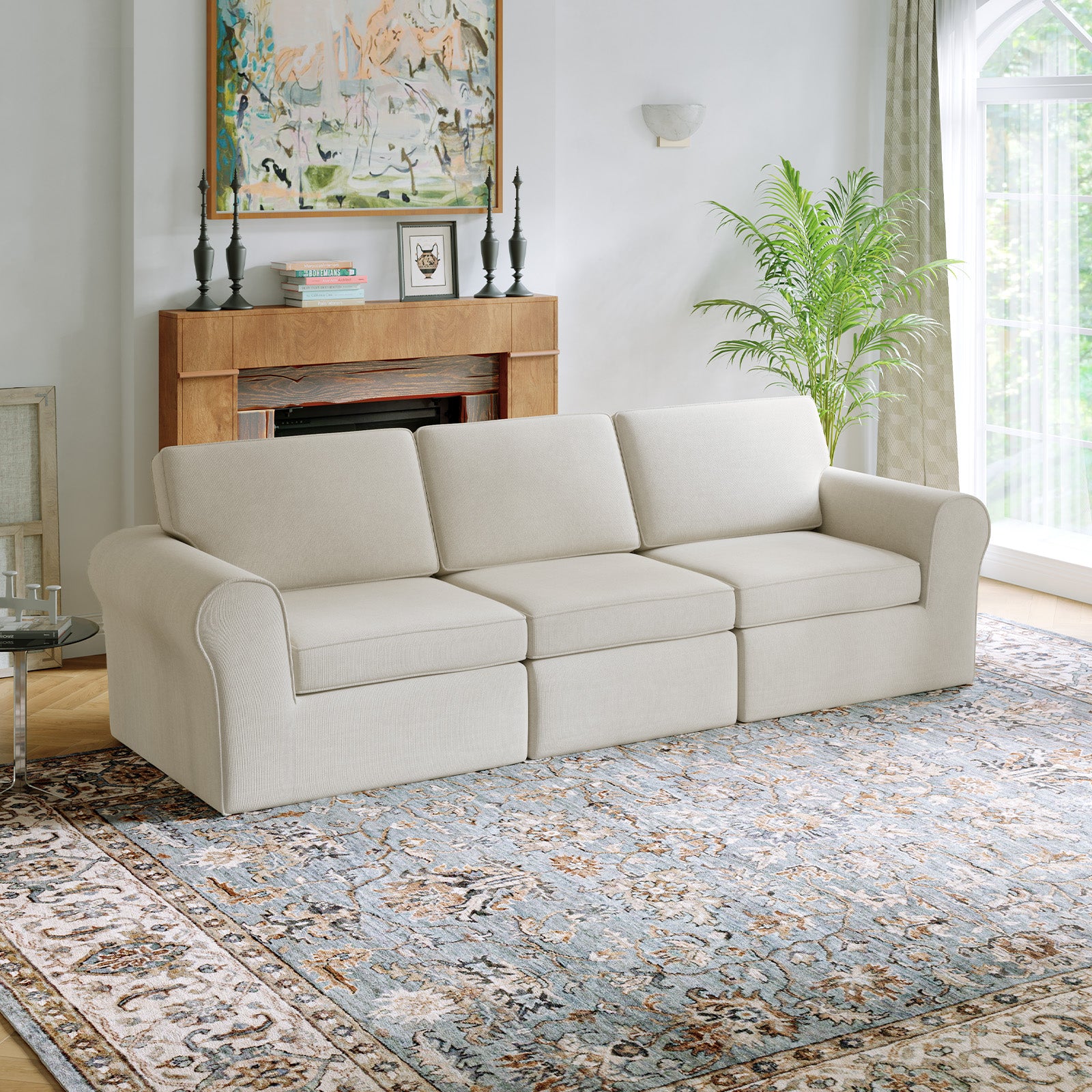 ComfyRoll Chenille Modular Sectional Sofa - White