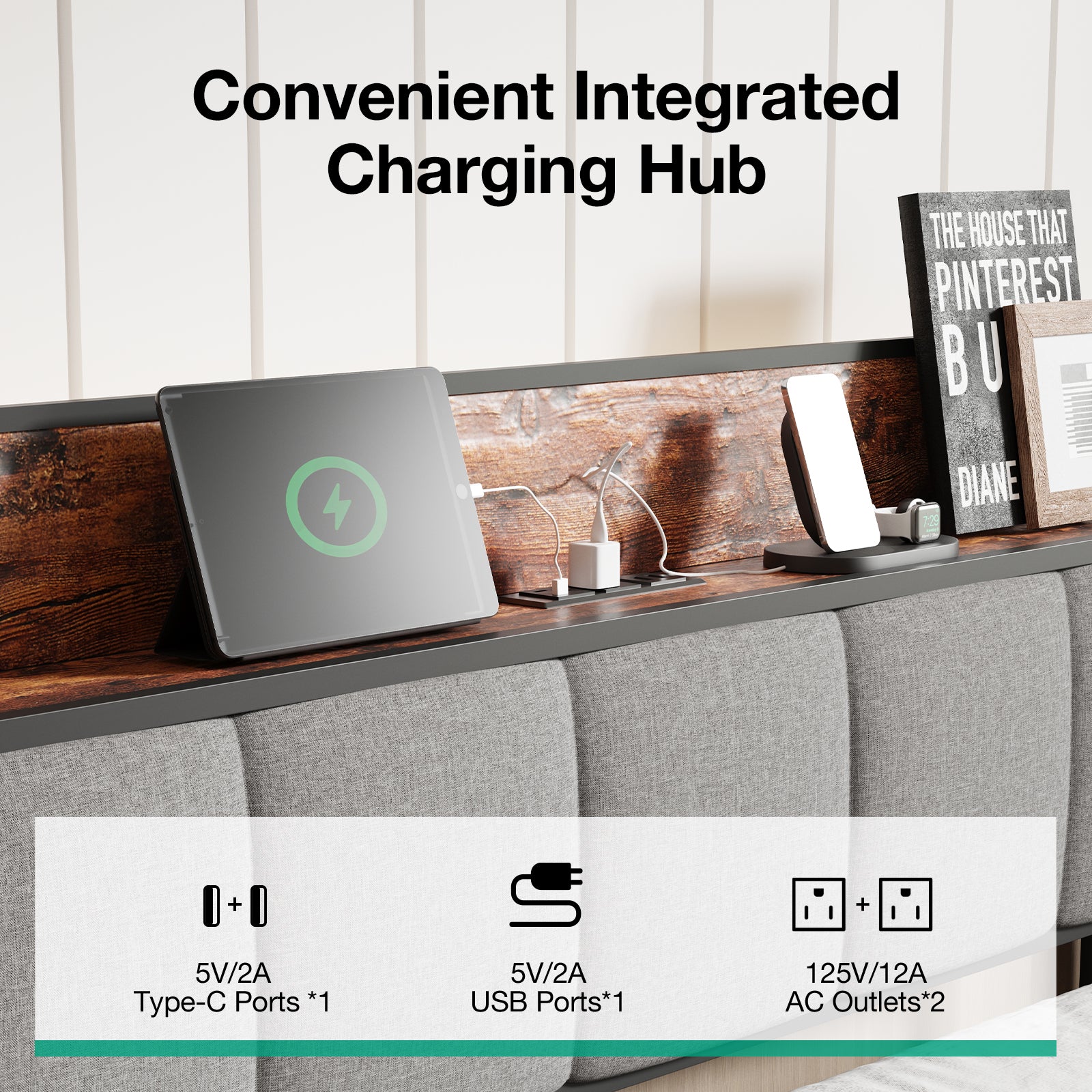 Atlas Charging Storage Bed Frame