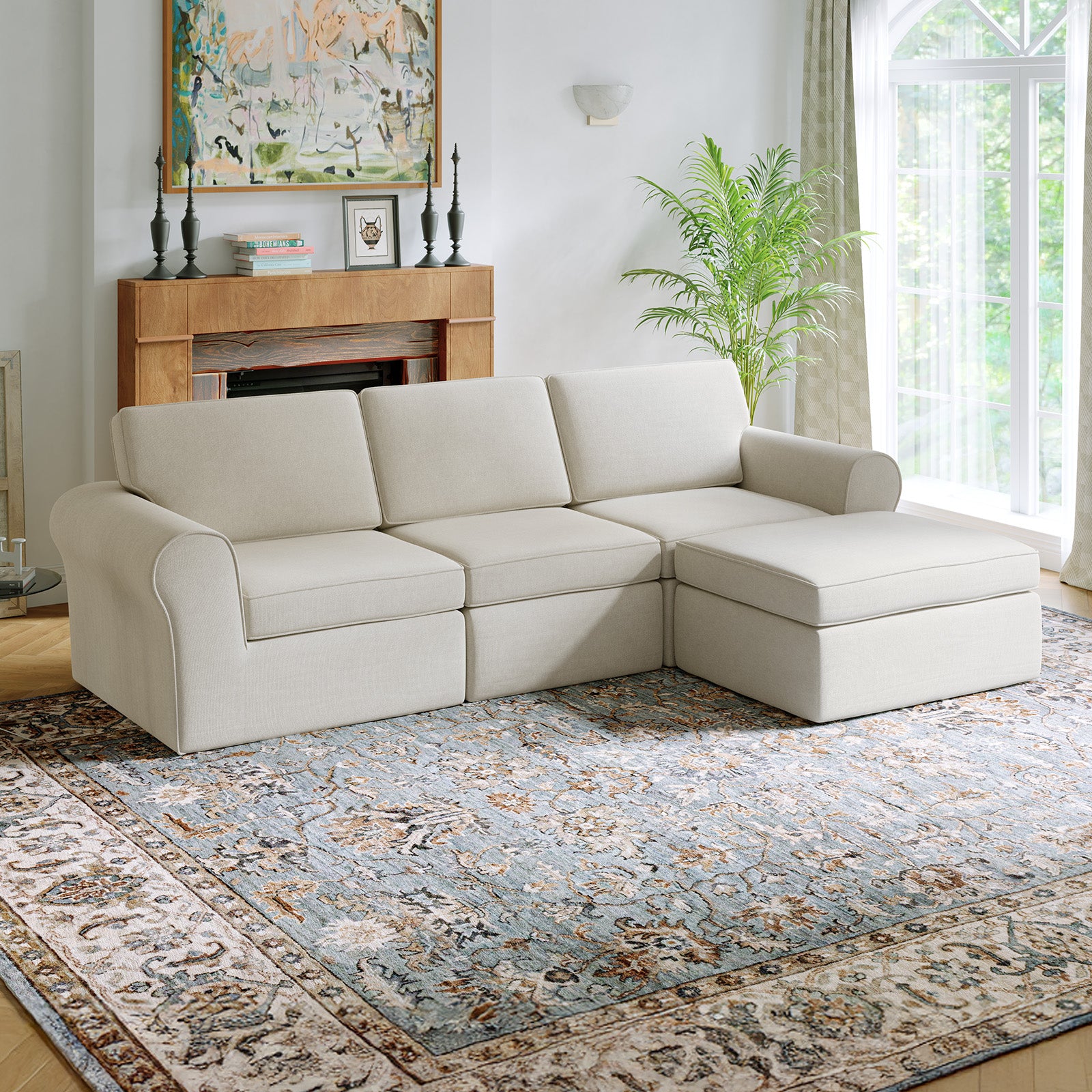 ComfyRoll Chenille Modular Sectional Sofa - White