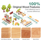Bliss Foundation wood processing: collecting logs, cutting, color deviation, polishing, and wood grain textures.