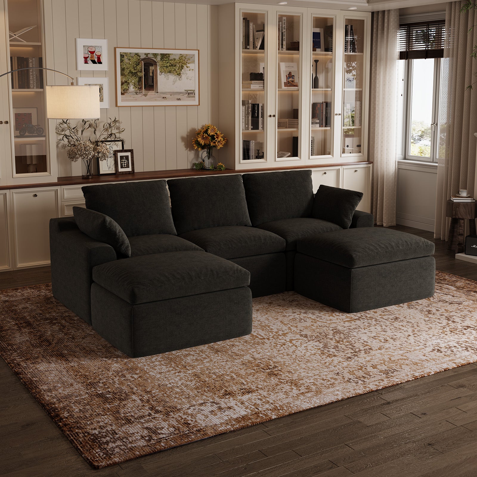DayDrift Chenille Modular Sectional Sofa - Dark Gray