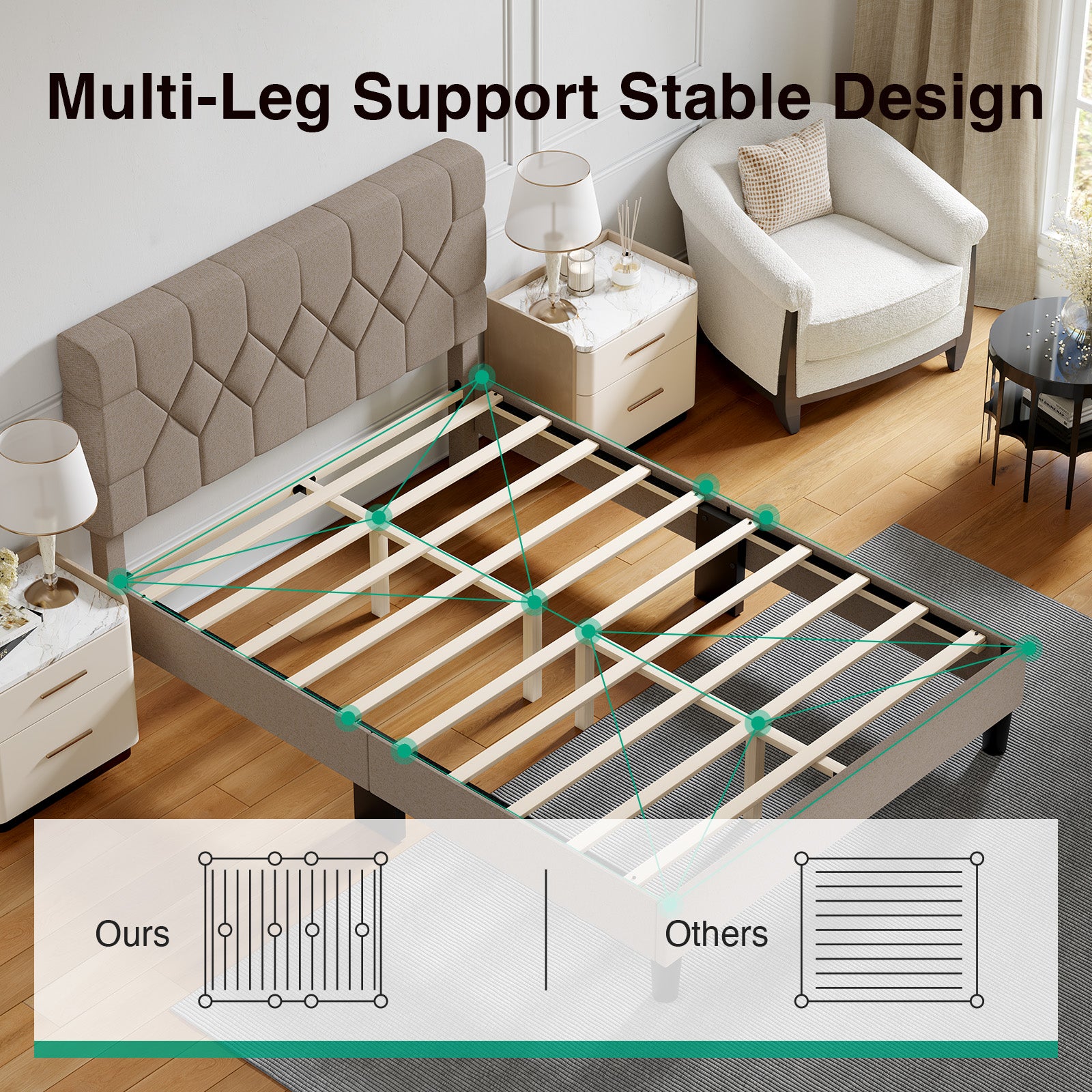 Aspen Bed Frame with Adjustable Headboard