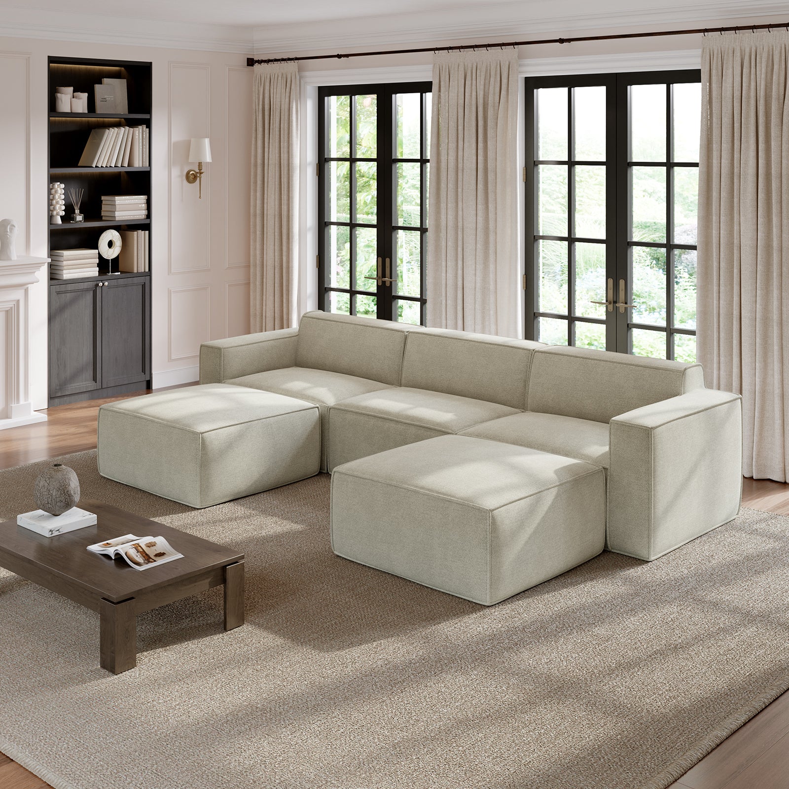 Minimalist Performance Chenille Modular Sofa - Beige