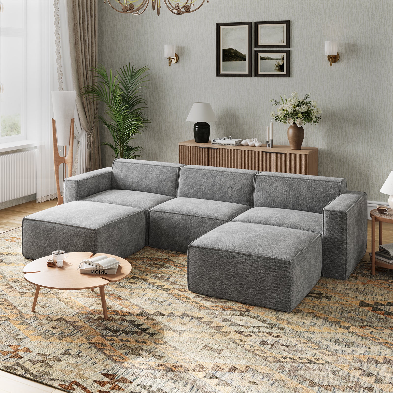 Minimalist Performance Chenille Modular Sofa - Dark Gray