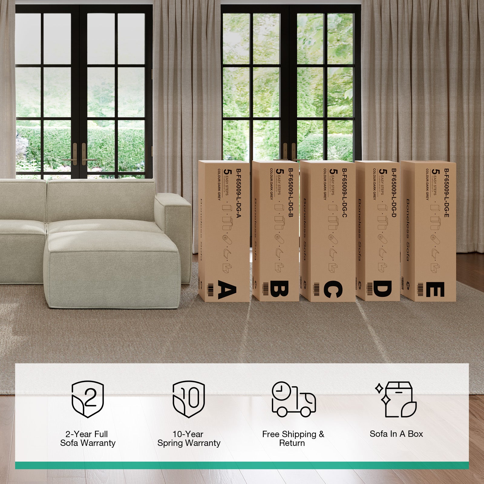 Minimalist Performance Chenille Modular Sofa - Beige