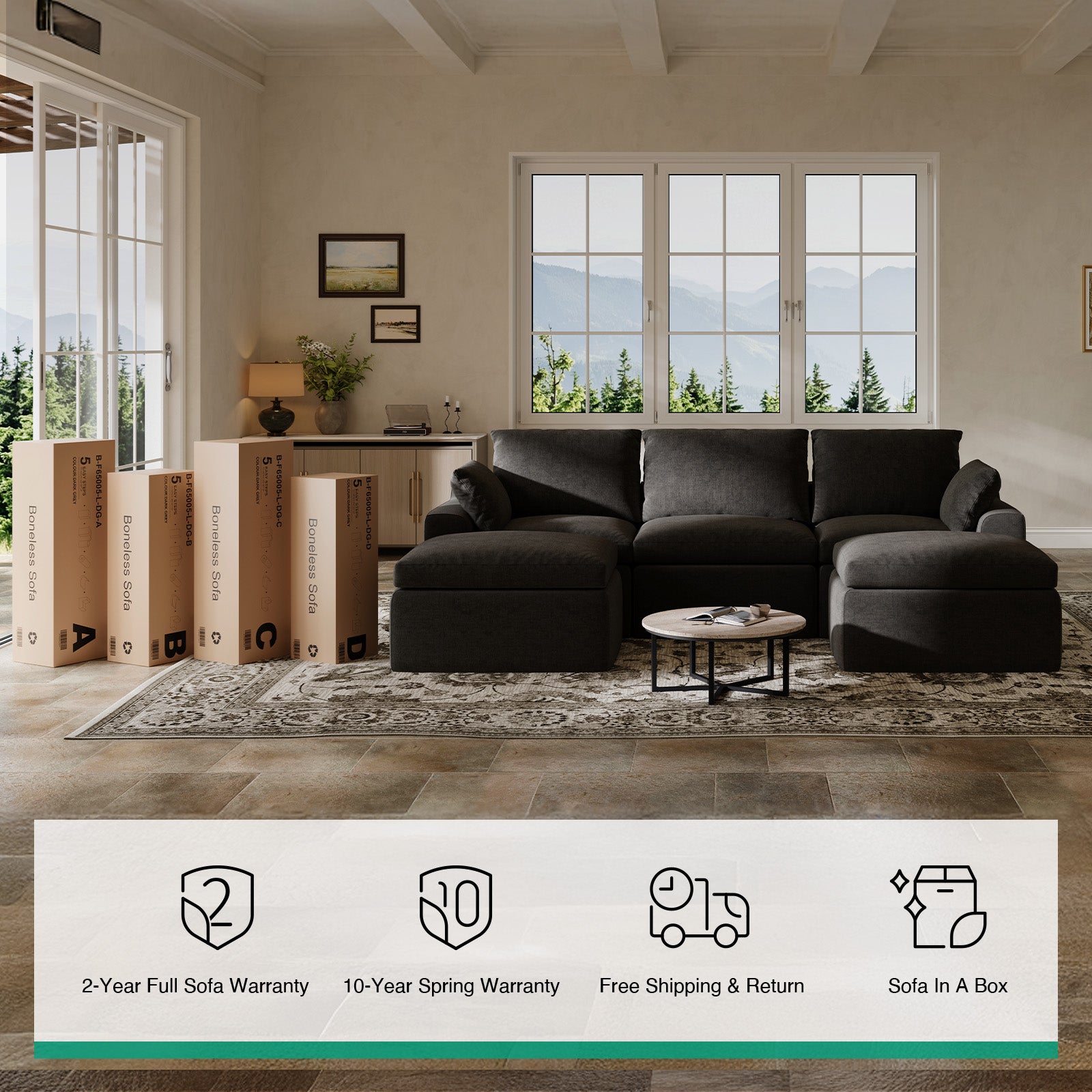 DayDrift Chenille Modular Sectional Sofa - Dark Gray