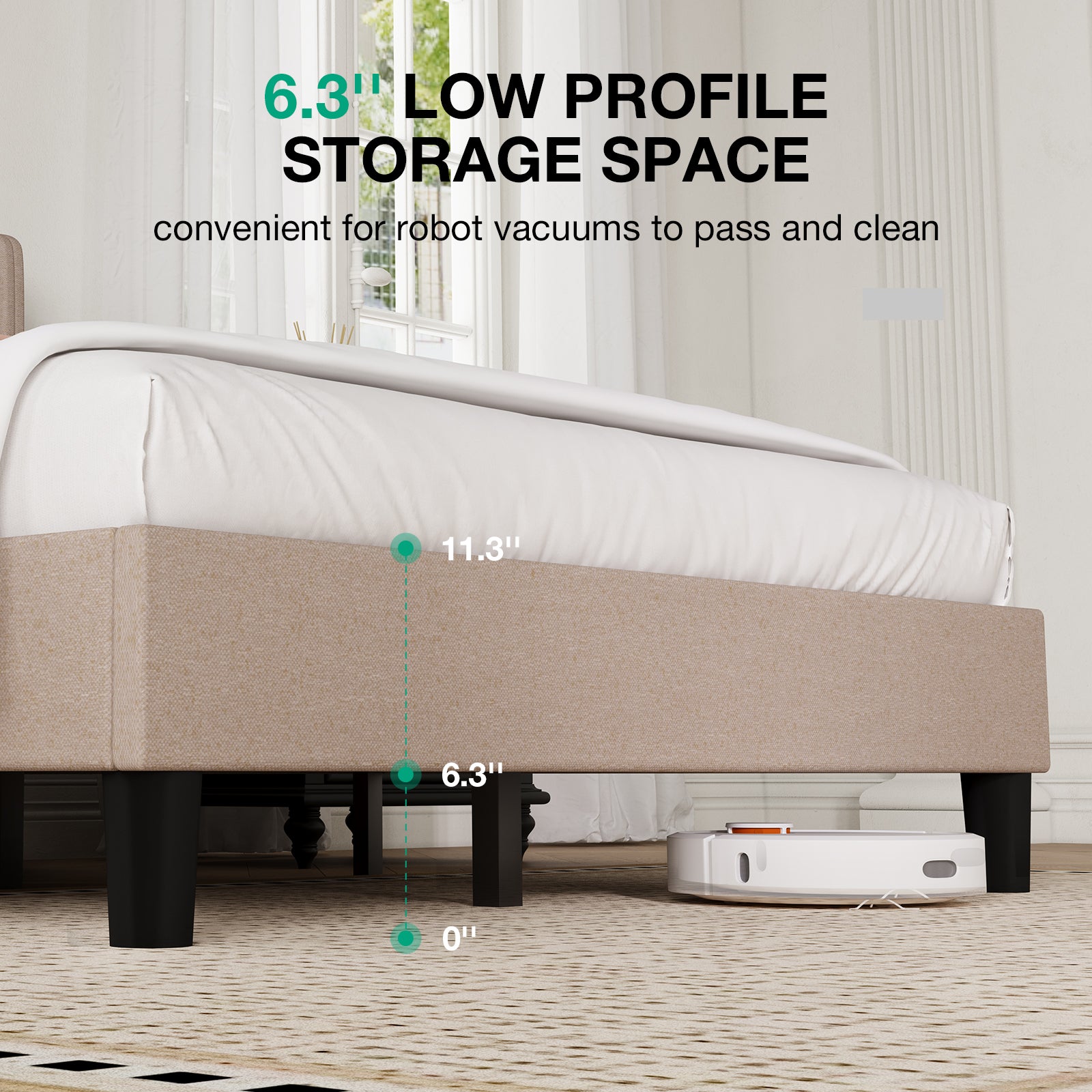 Linen Wingback Upholstered Bed Frame