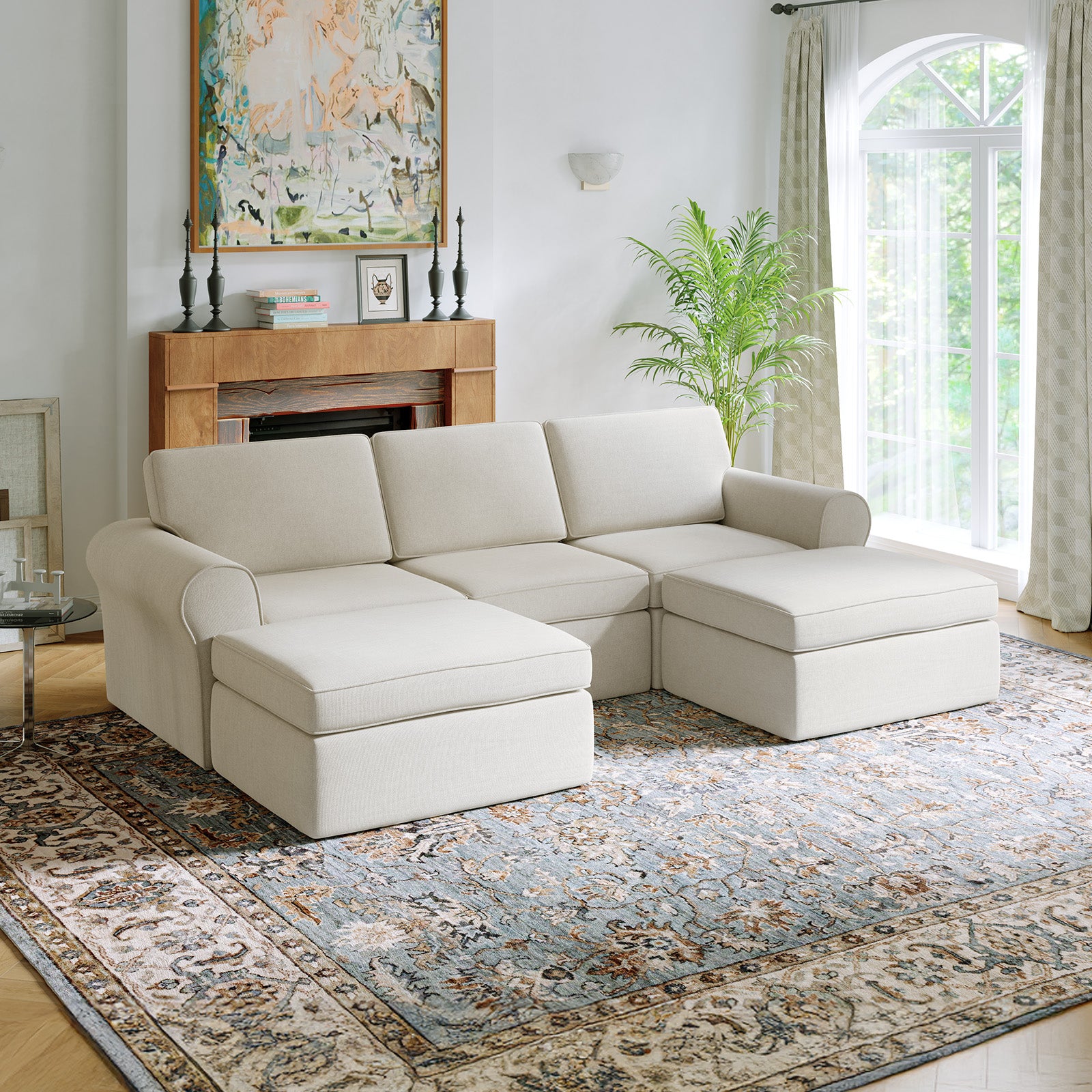 ComfyRoll Chenille Modular Sectional Sofa - White