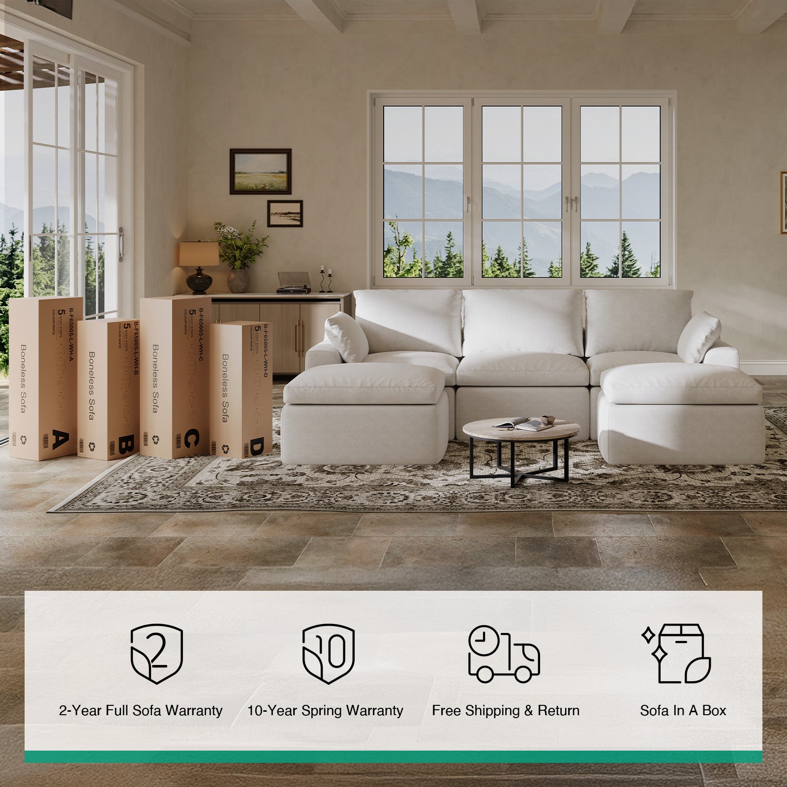 DayDrift Chenille Modular Sectional Sofa - White