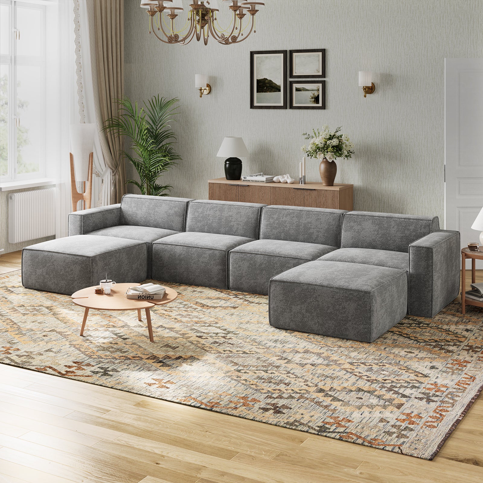 Minimalist Performance Chenille Modular Sofa - Dark Gray