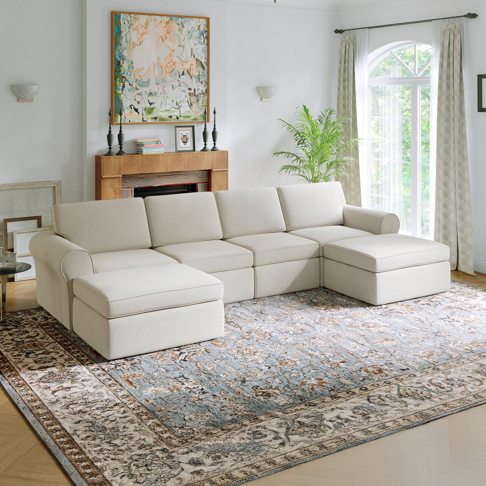 ComfyRoll Chenille Modular Sectional Sofa - White
