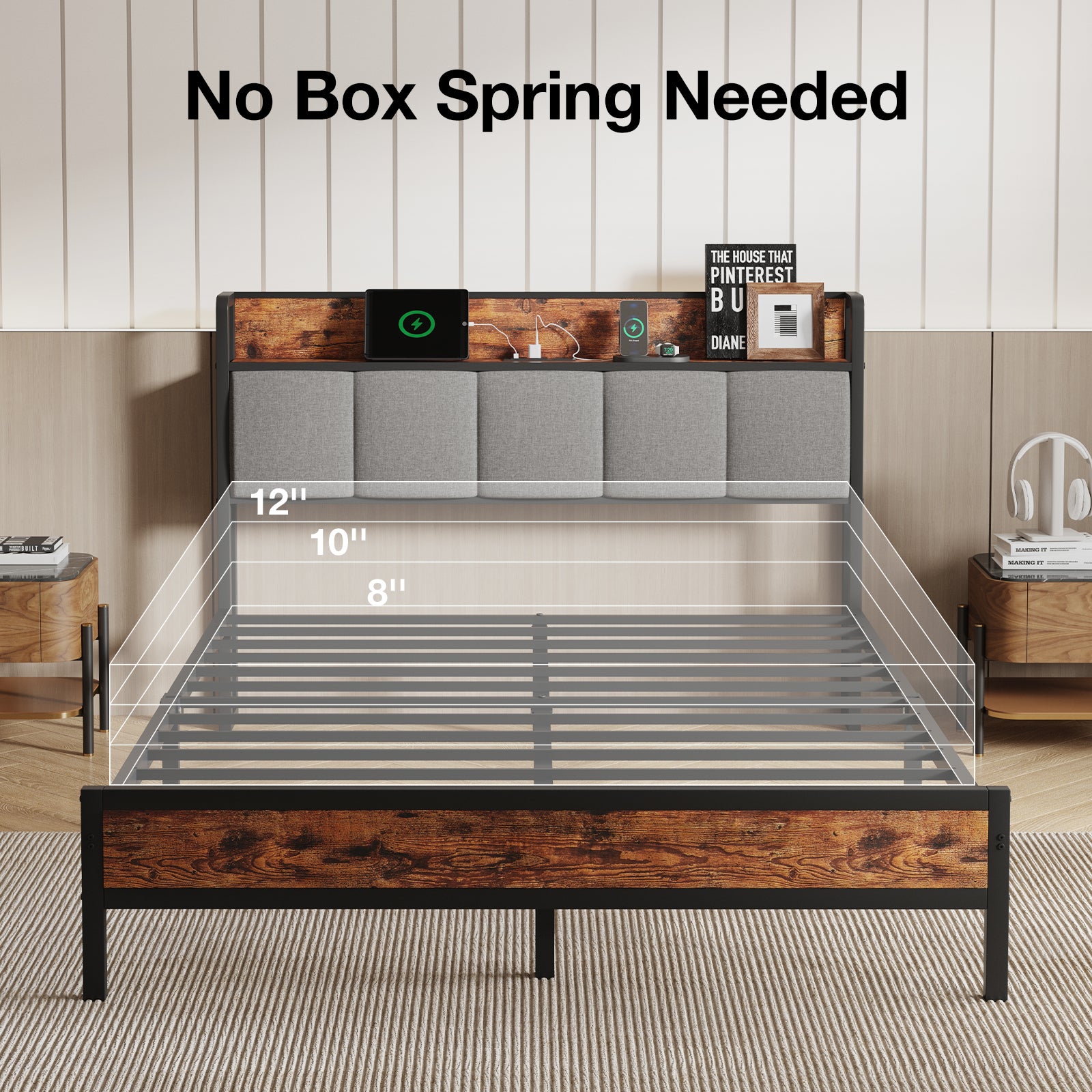 Atlas Charging Storage Bed Frame