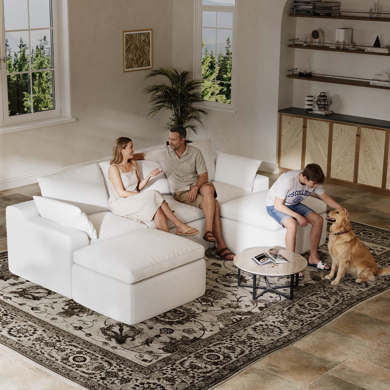 DayDrift Chenille Modular Sectional Sofa - White