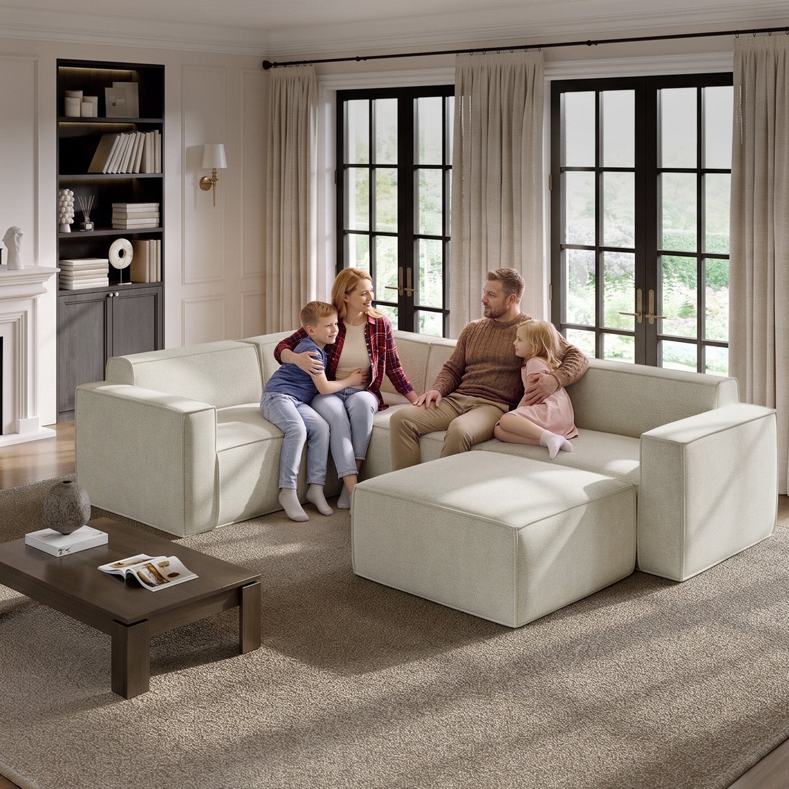 Minimalist Performance Chenille Modular Sofa - Beige