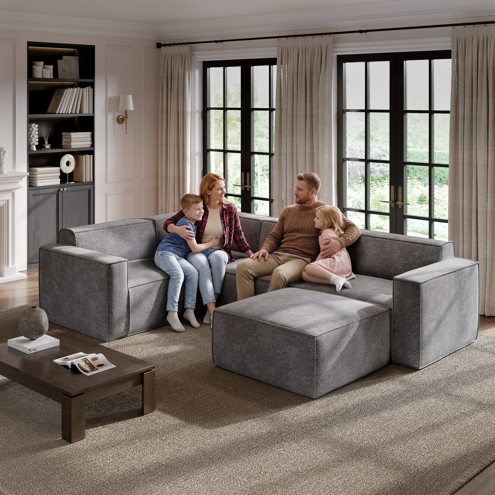 Minimalist Performance Chenille Modular Sofa - Dark Gray