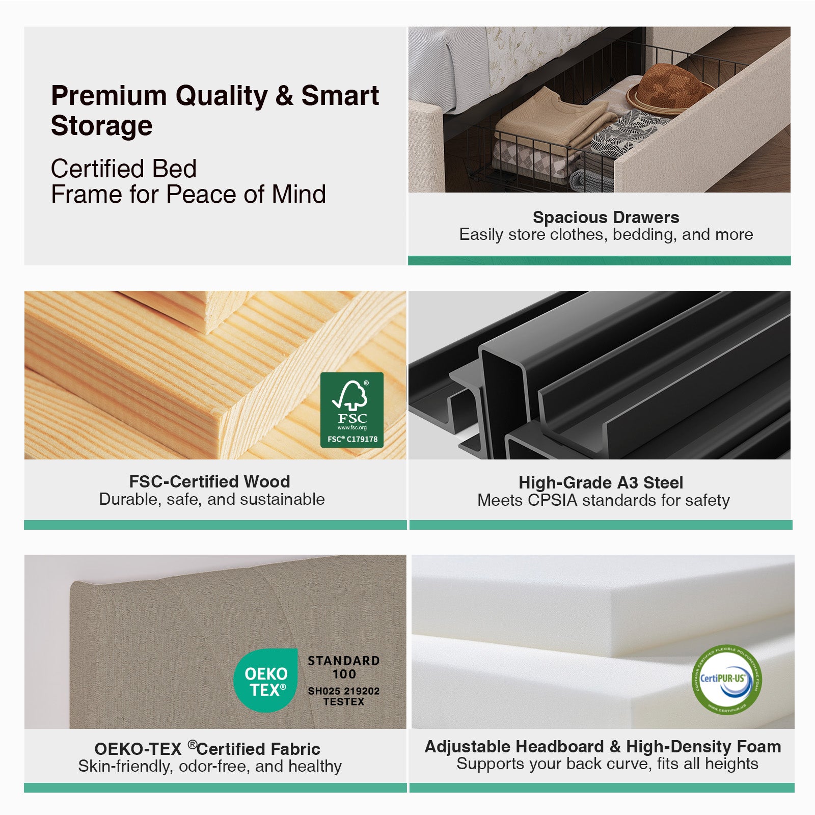 Aura LED Storage Bed Frame