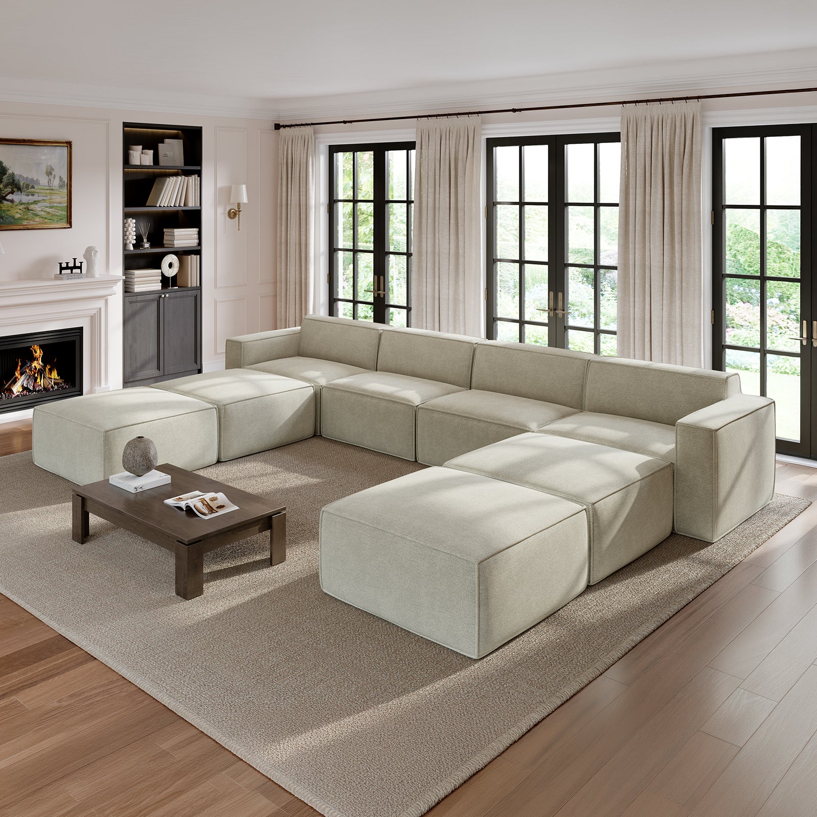 Minimalist Performance Chenille Modular Sofa - Beige