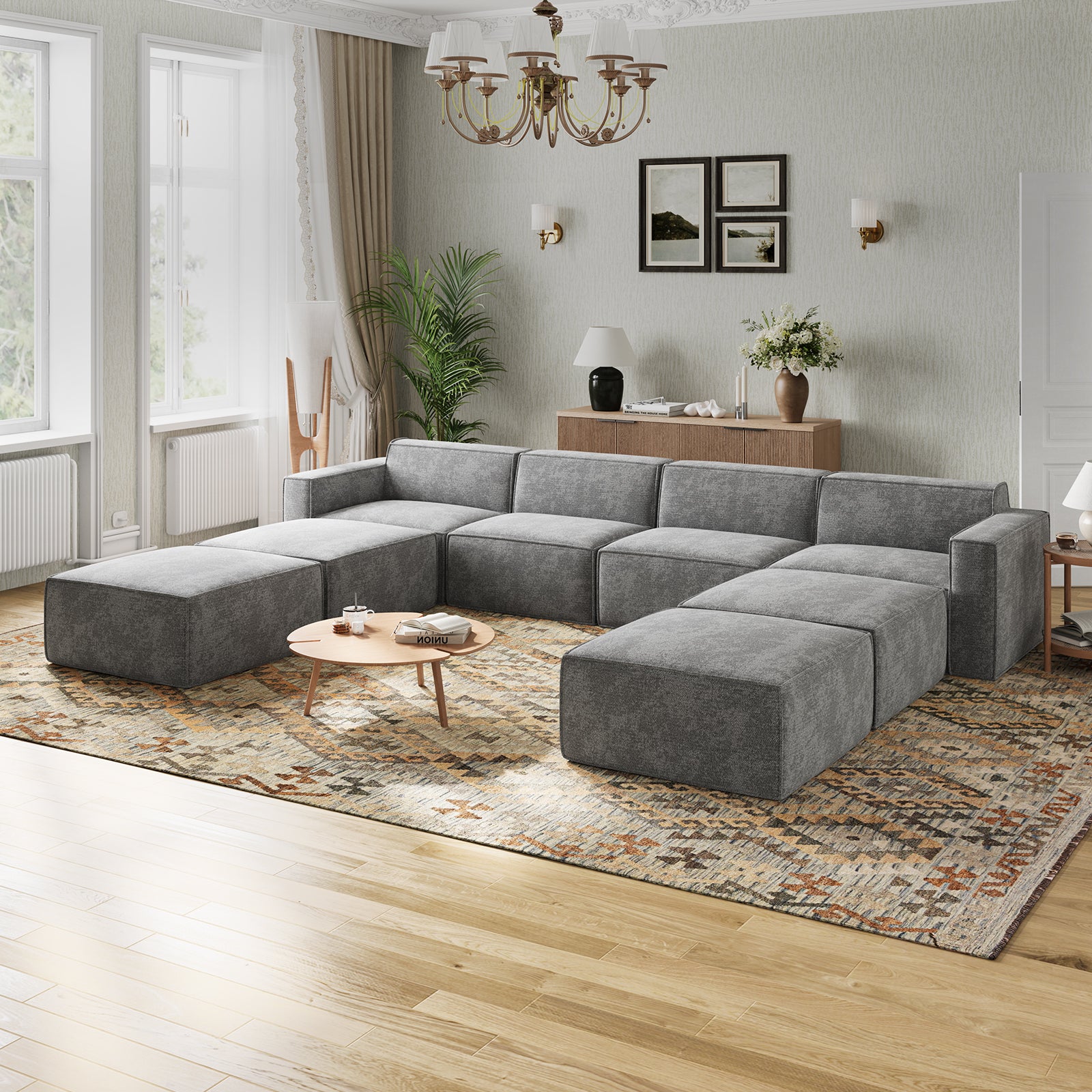 Minimalist Performance Chenille Modular Sofa - Dark Gray