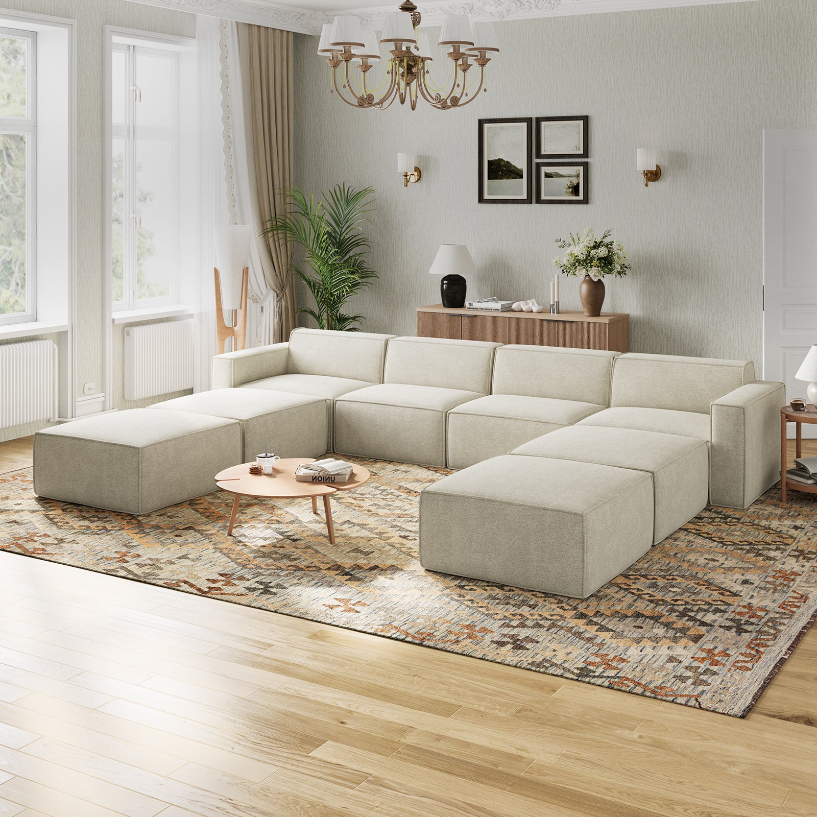 Minimalist Performance Chenille Modular Sofa - Beige