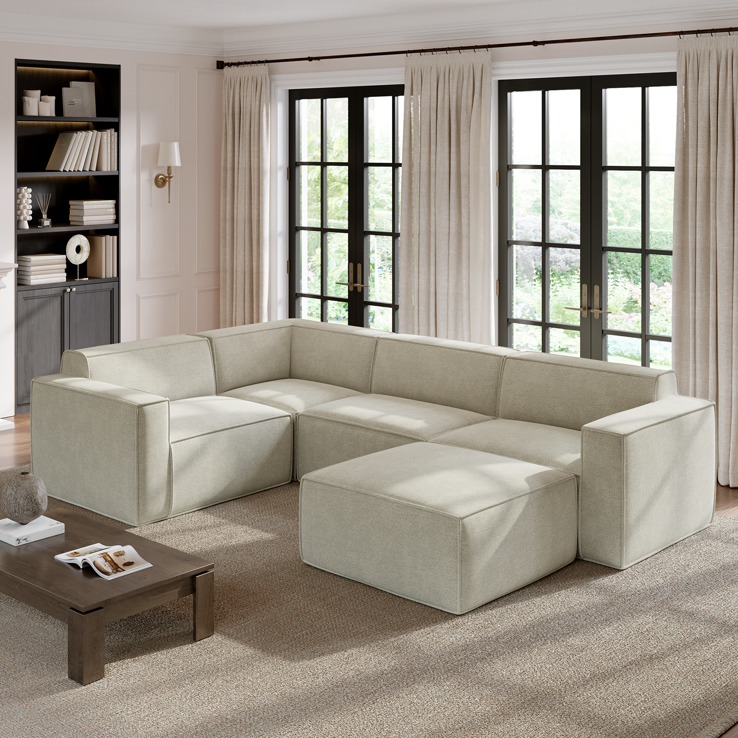 Minimalist Performance Chenille Modular Sofa - Beige