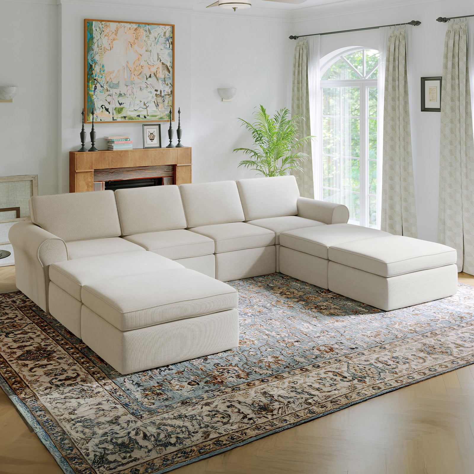 ComfyRoll Chenille Modular Sectional Sofa - White