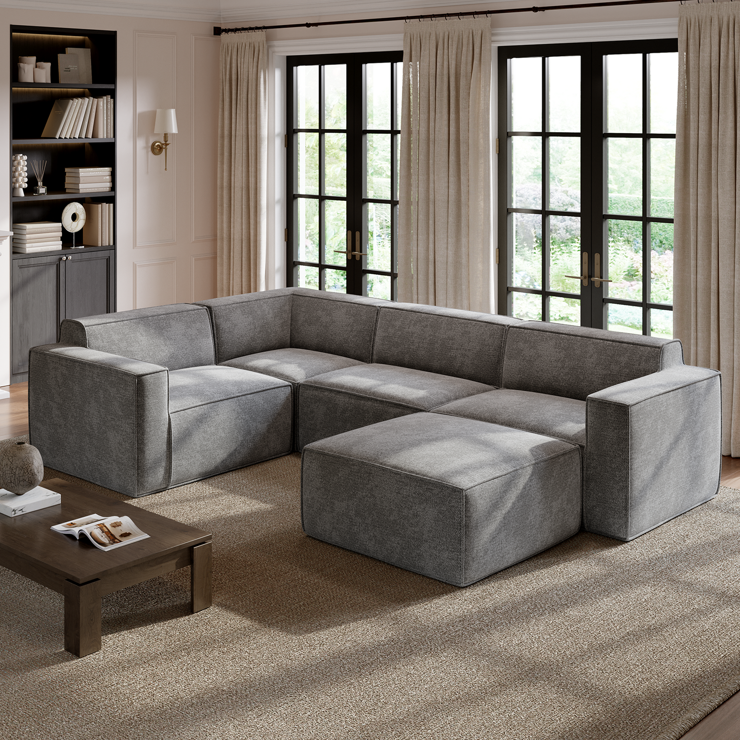 Minimalist Performance Chenille Modular Sofa - Dark Gray