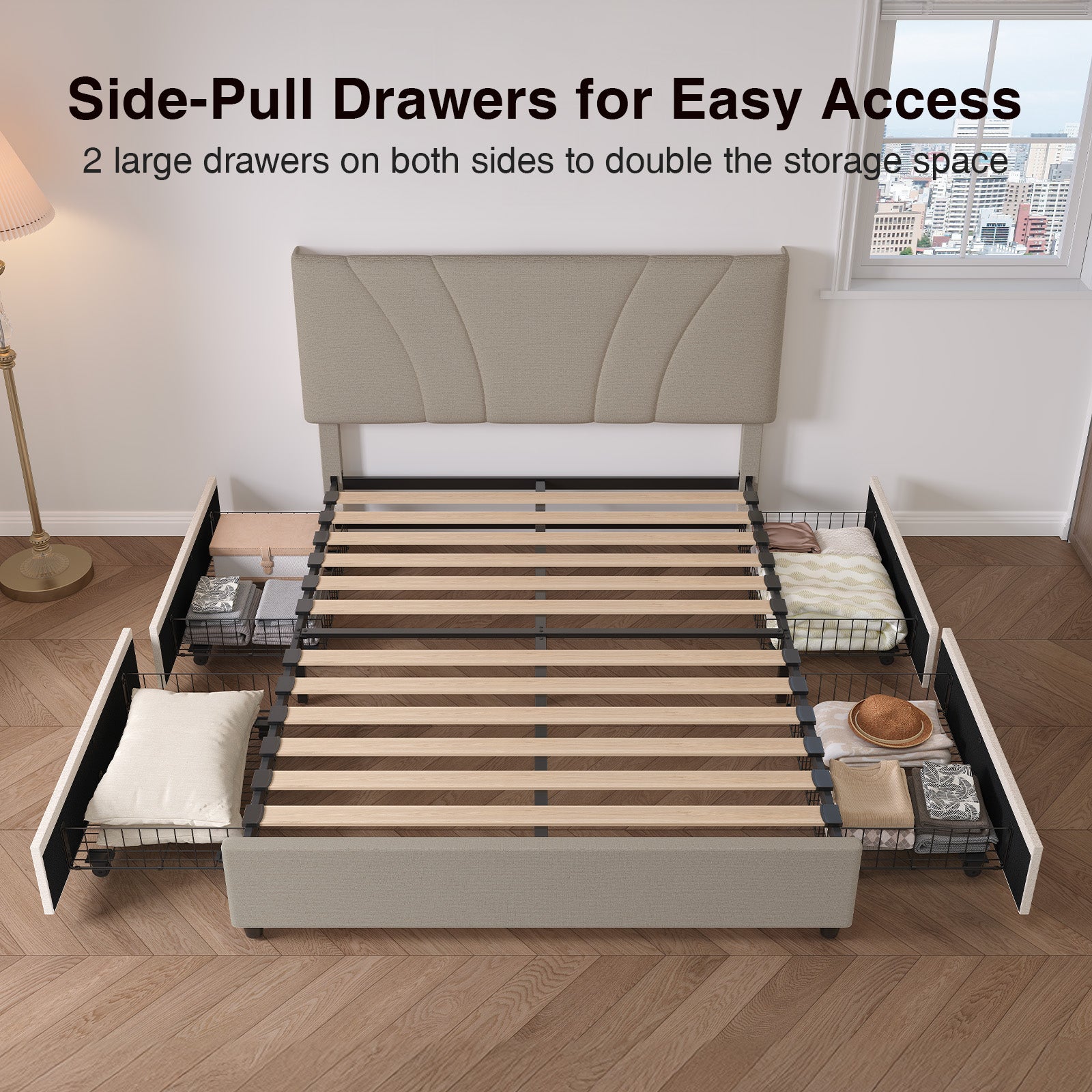 Aura LED Storage Bed Frame