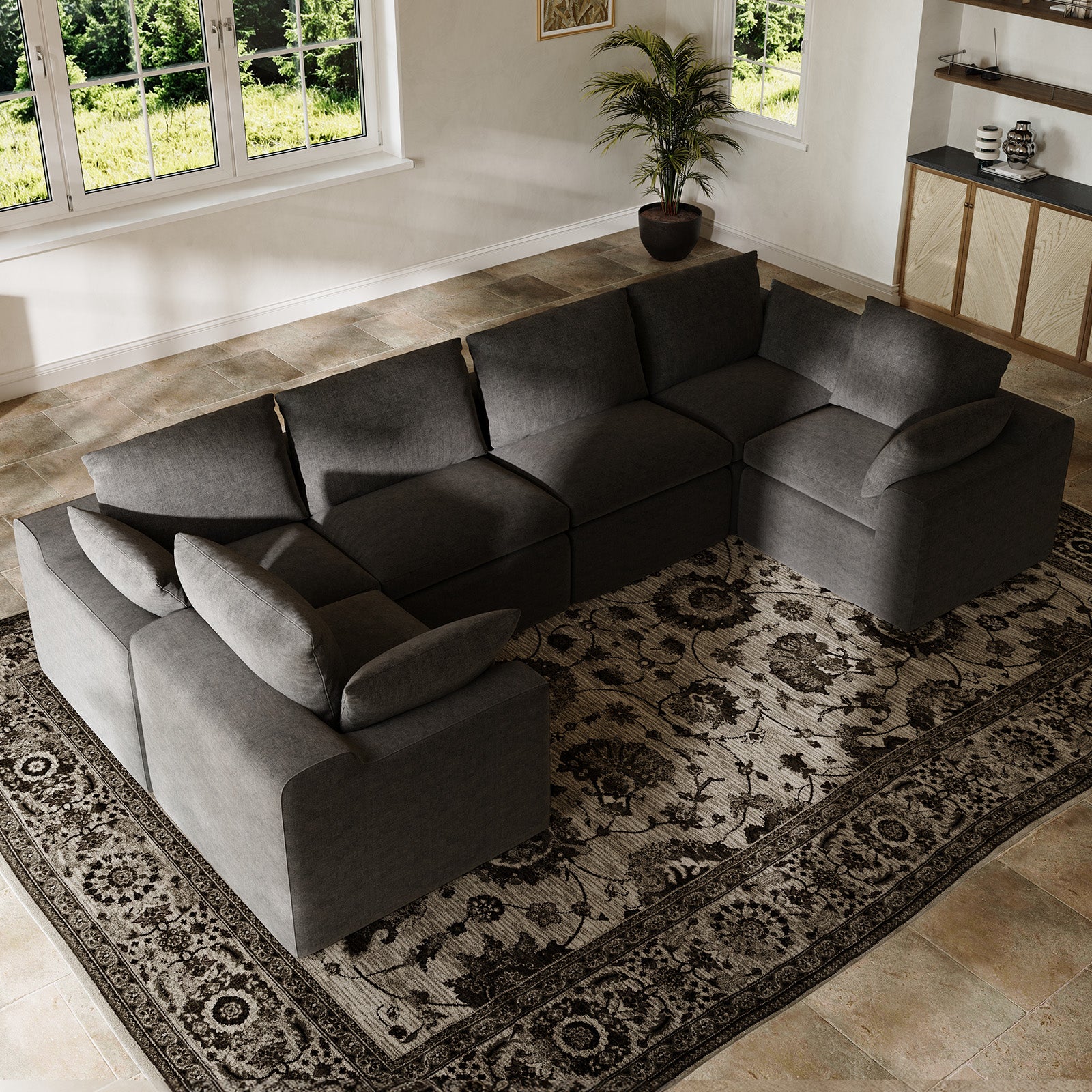 DayDrift Chenille Modular Sectional Sofa - Dark Gray