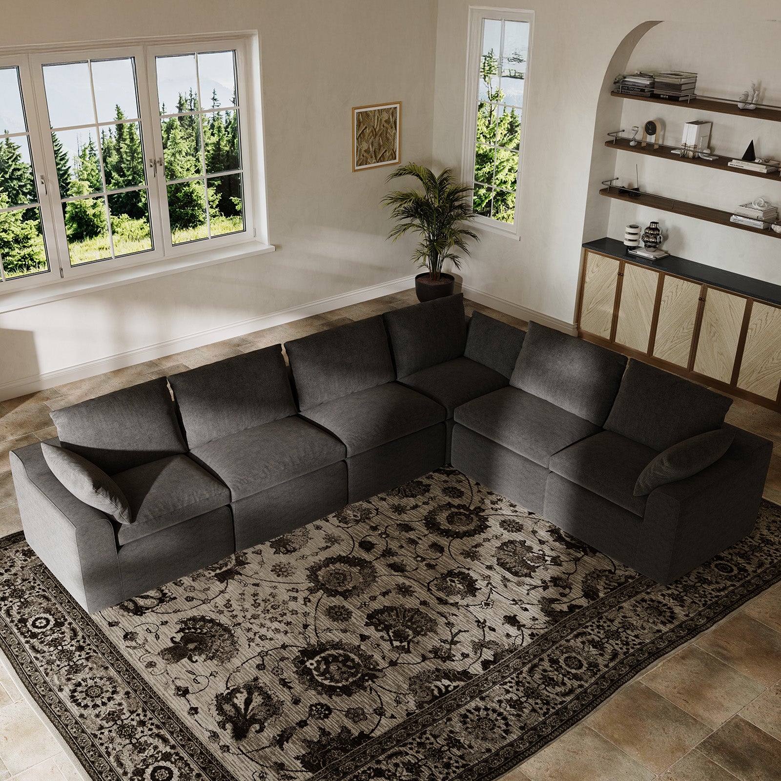 DayDrift Chenille Modular Sectional Sofa - Dark Gray