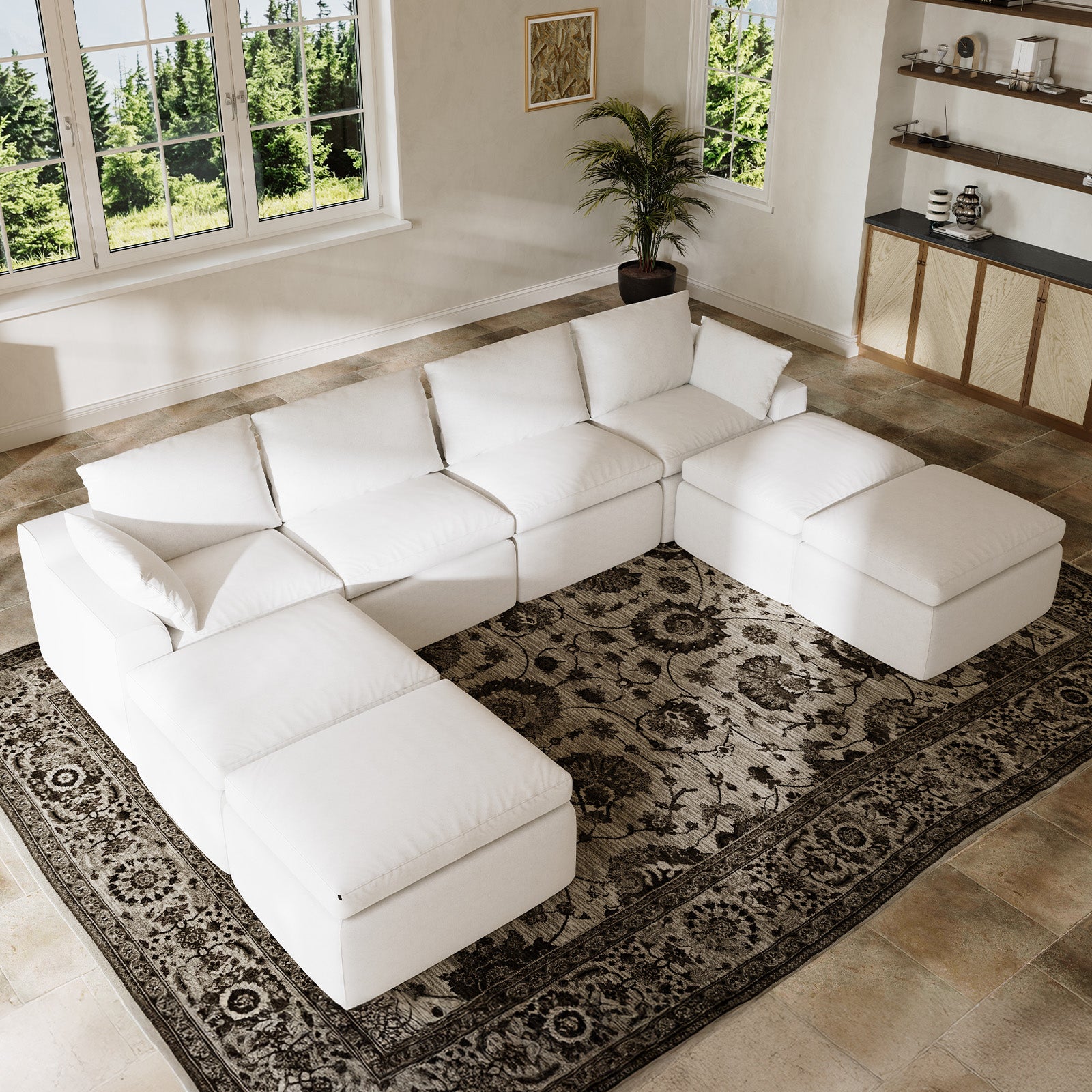 DayDrift Chenille Modular Sectional Sofa - White