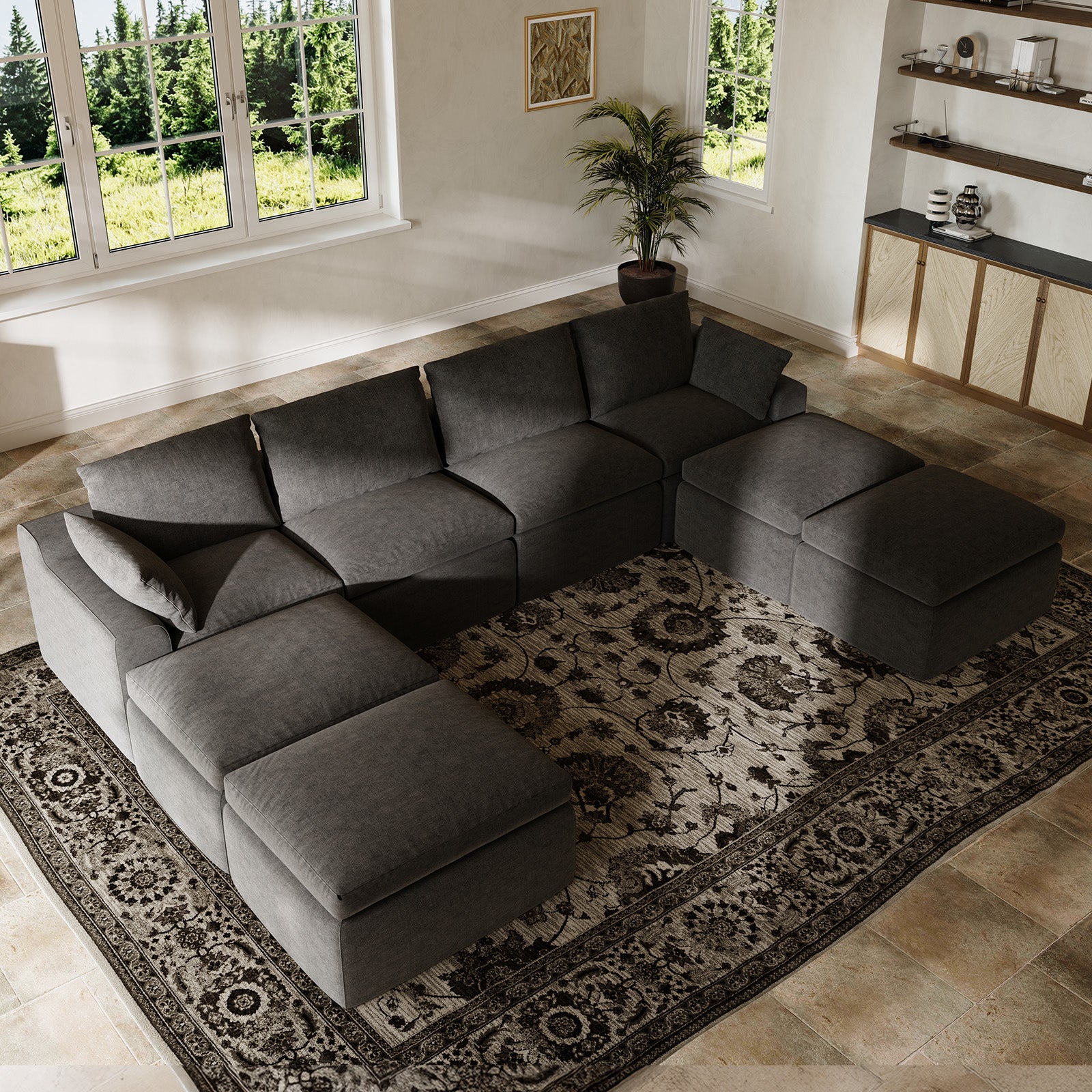 DayDrift Chenille Modular Sectional Sofa - Dark Gray