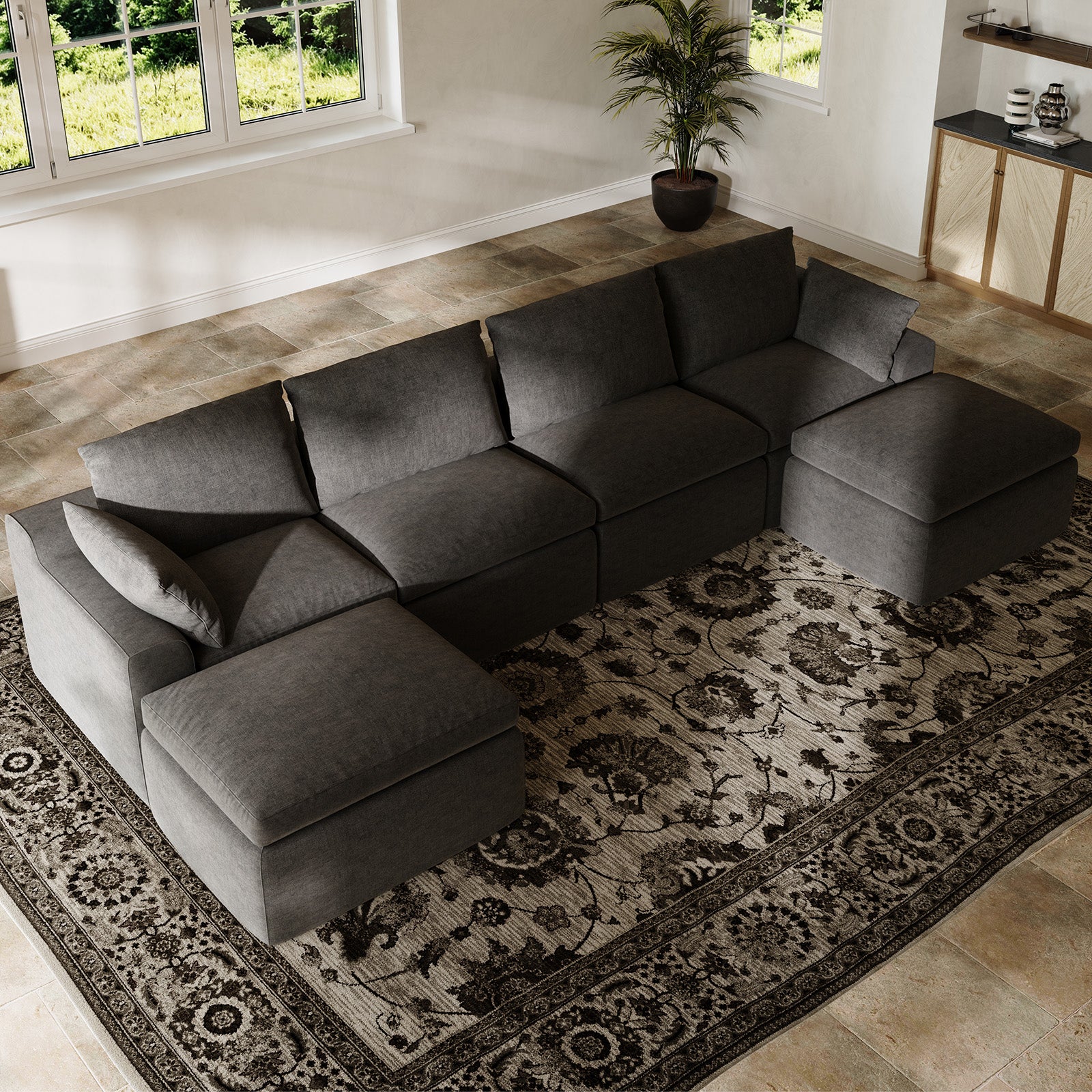 DayDrift Chenille Modular Sectional Sofa - Dark Gray