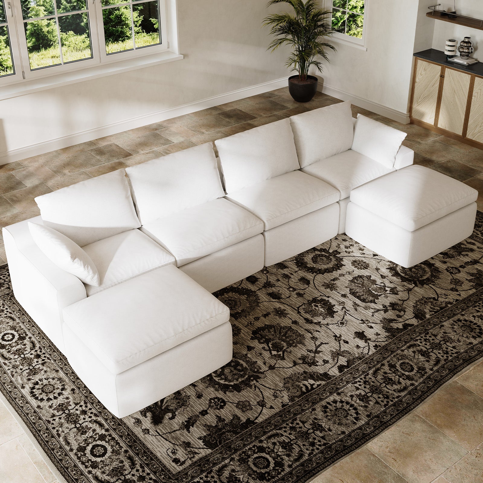 DayDrift Chenille Modular Sectional Sofa - White