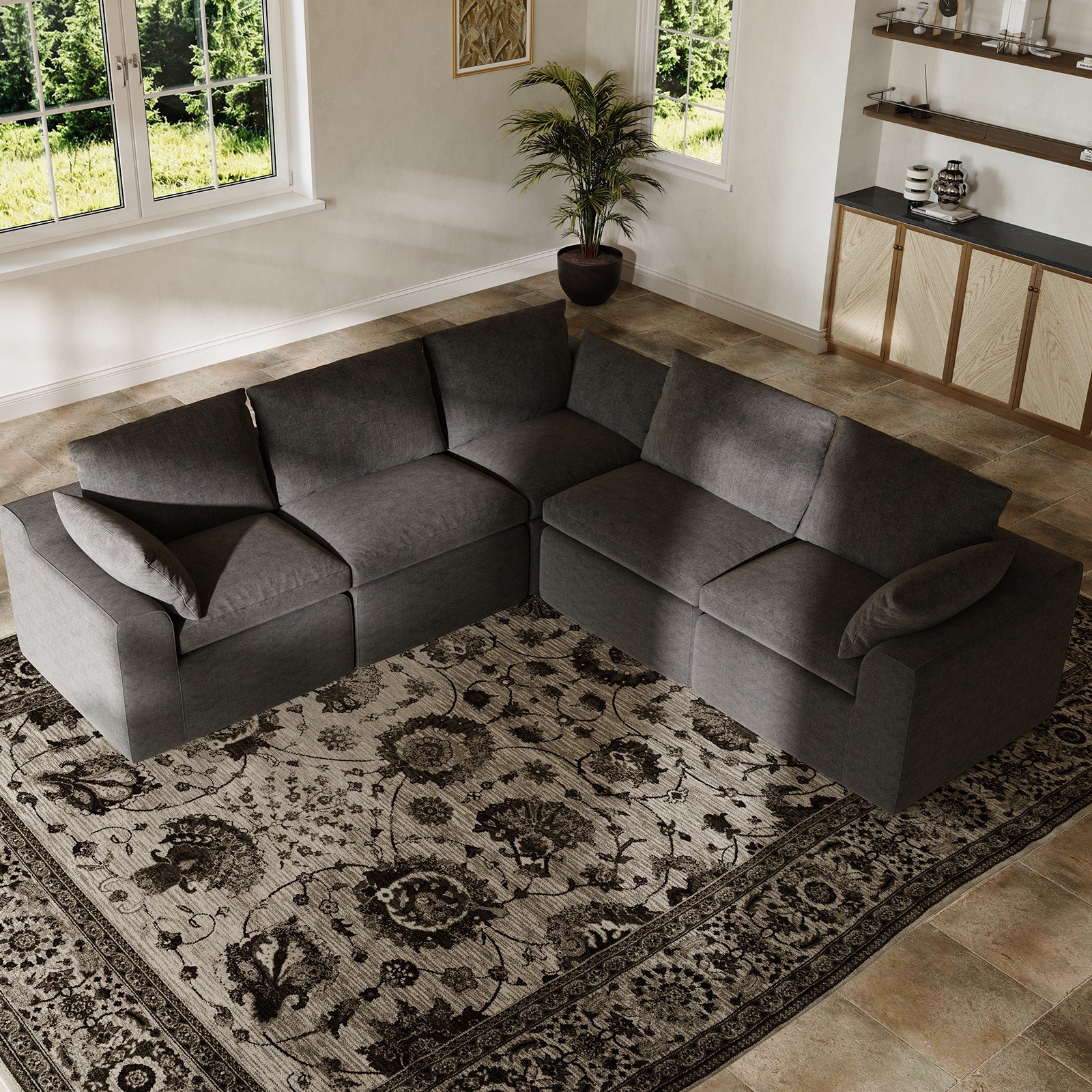 DayDrift Chenille Modular Sectional Sofa - Dark Gray