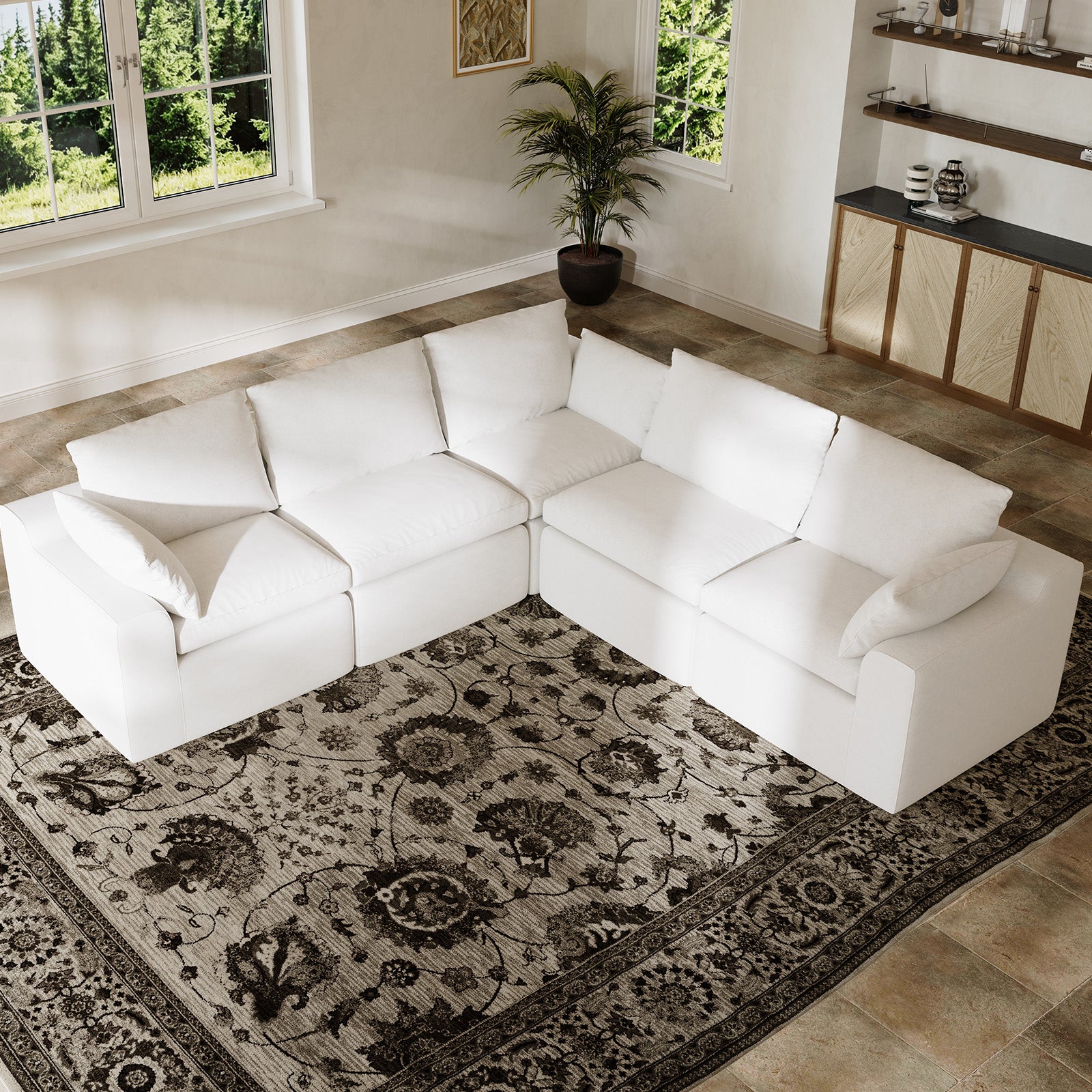 DayDrift Chenille Modular Sectional Sofa - White