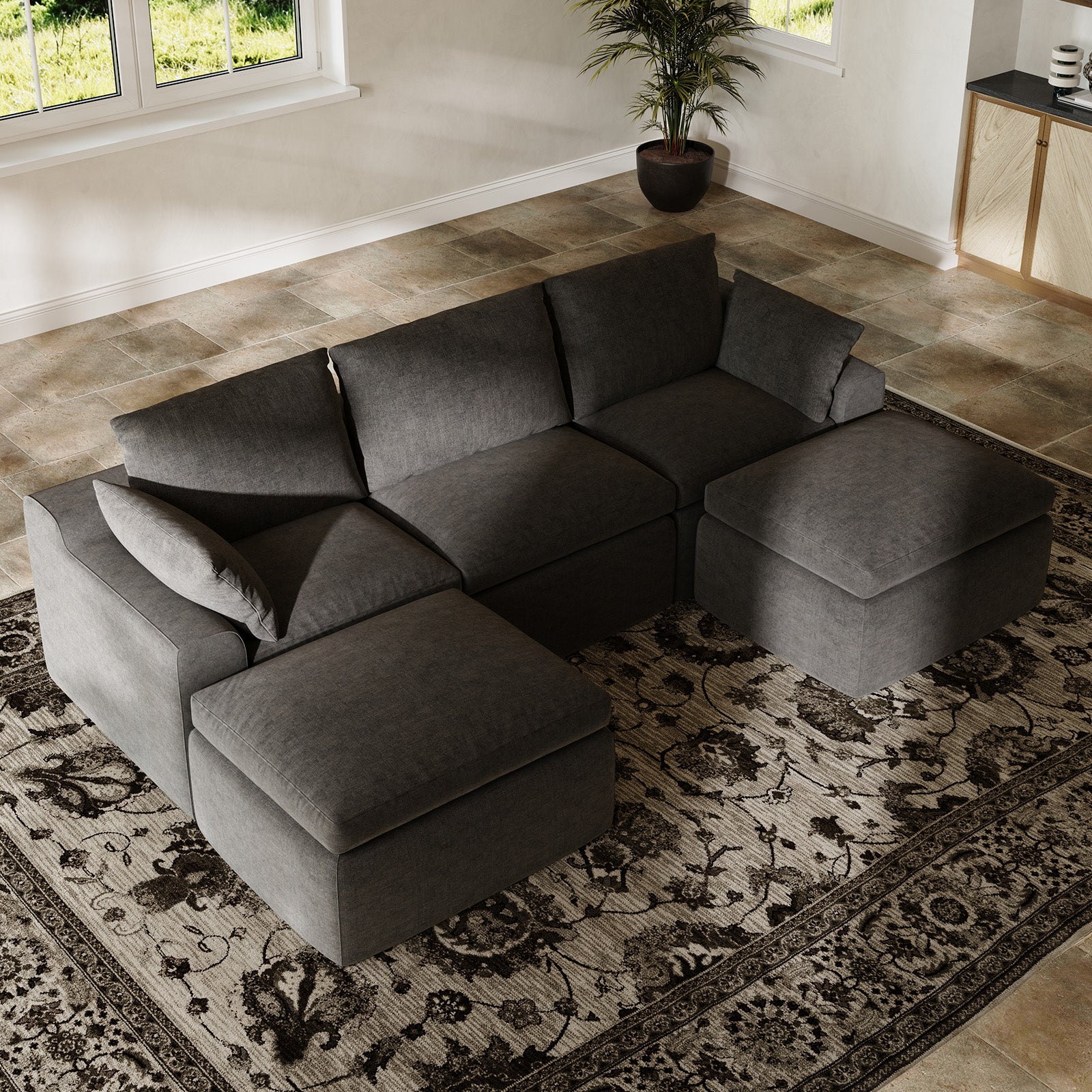 DayDrift Chenille Modular Sectional Sofa - Dark Gray