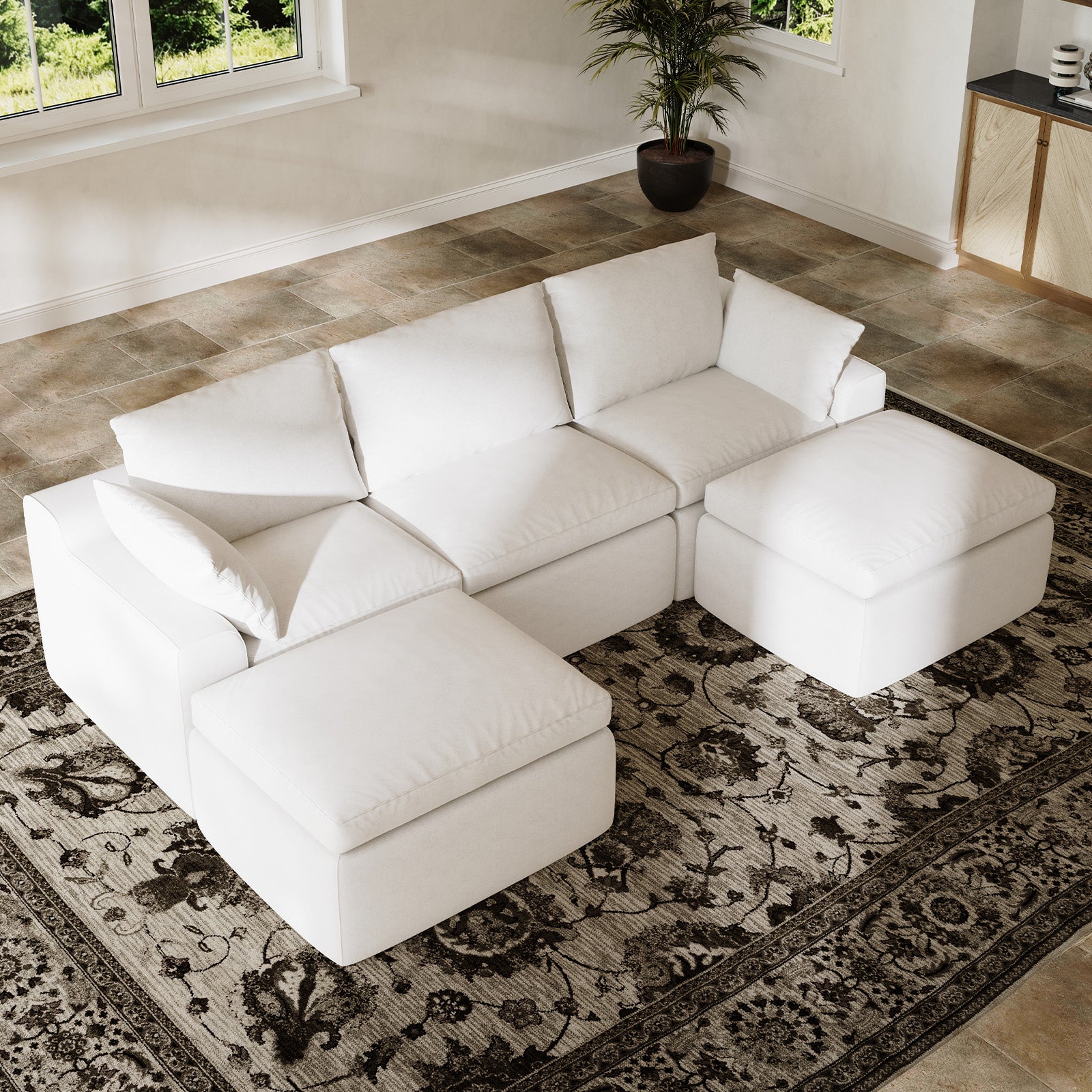 DayDrift Chenille Modular Sectional Sofa - White