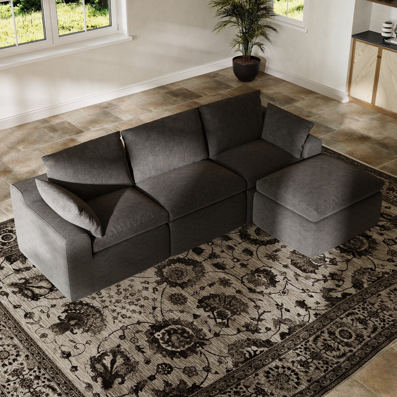 DayDrift Chenille Modular Sectional Sofa - Dark Gray
