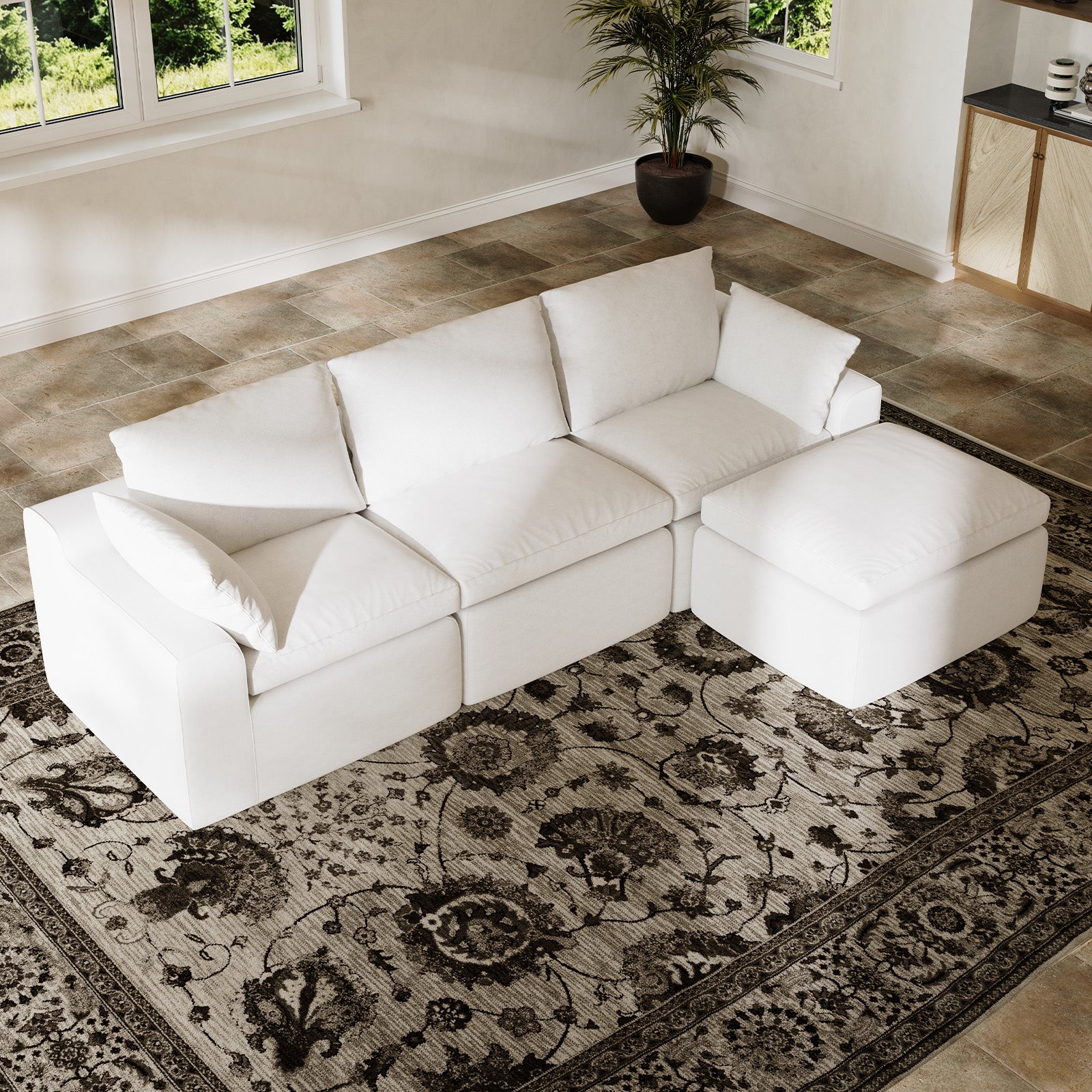 DayDrift Chenille Modular Sectional Sofa - White
