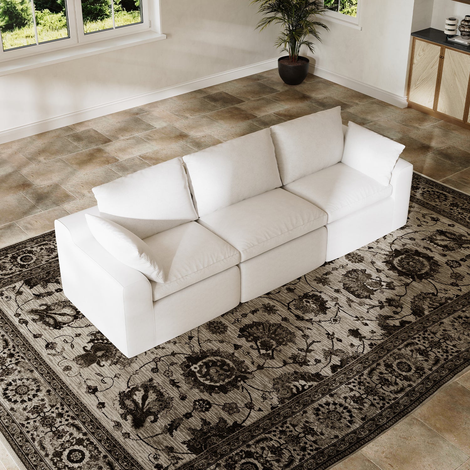 DayDrift Chenille Modular Sectional Sofa - White