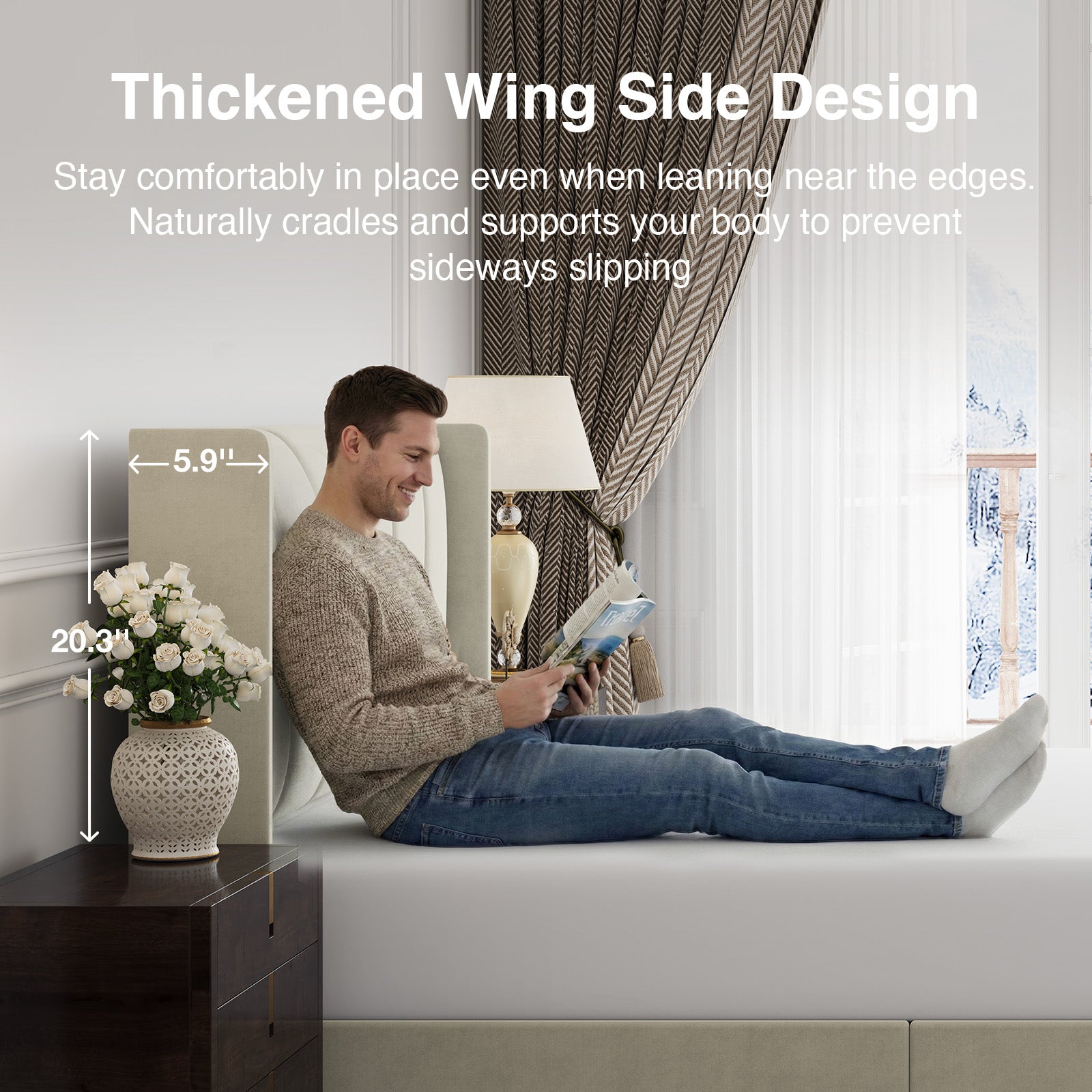 Haven Wingback Upholstered Bed Frame